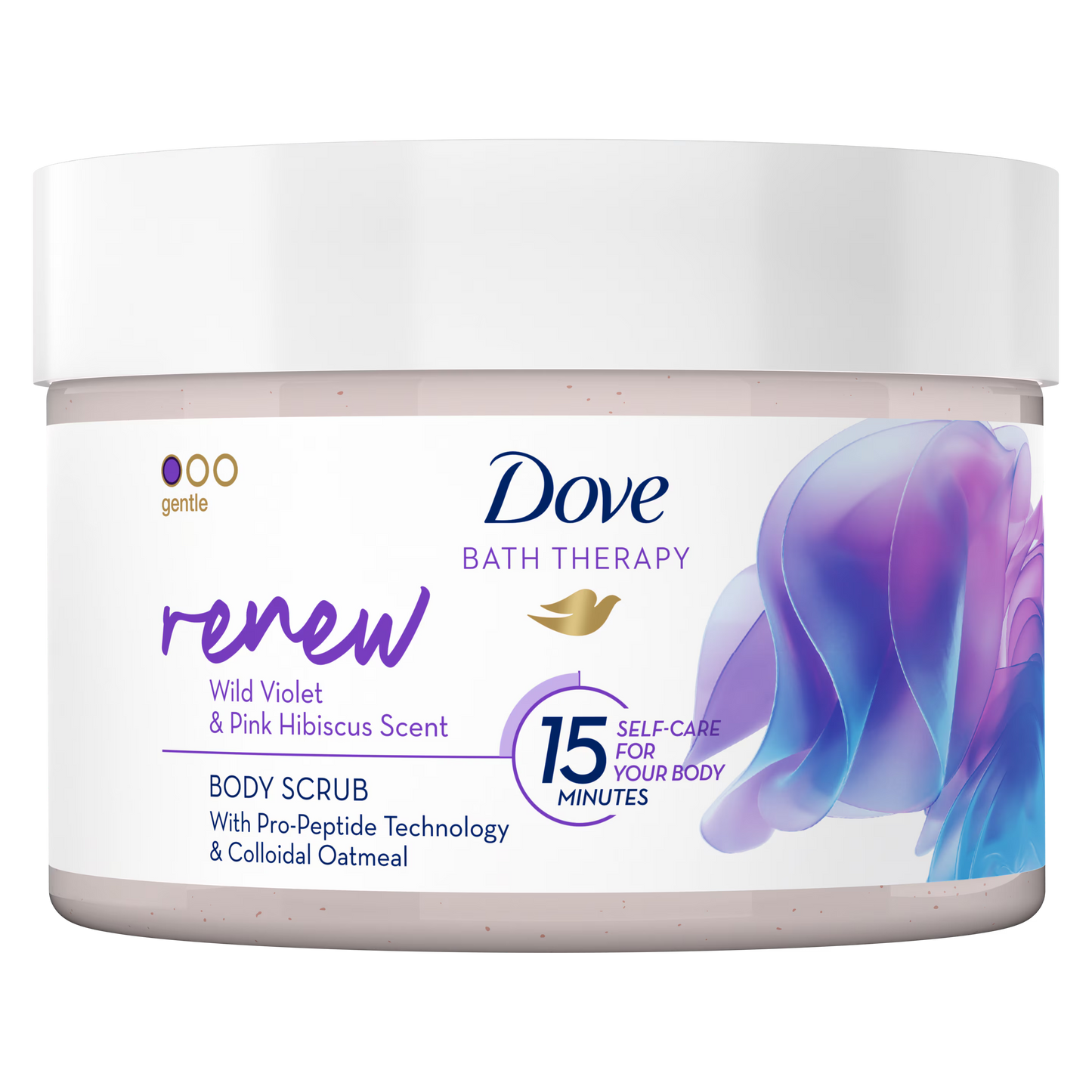 Dove Bath Therapy Renew Gommage Corps 295ml - Violette Sauvage & Hibiscus Rose | BintaBeauty