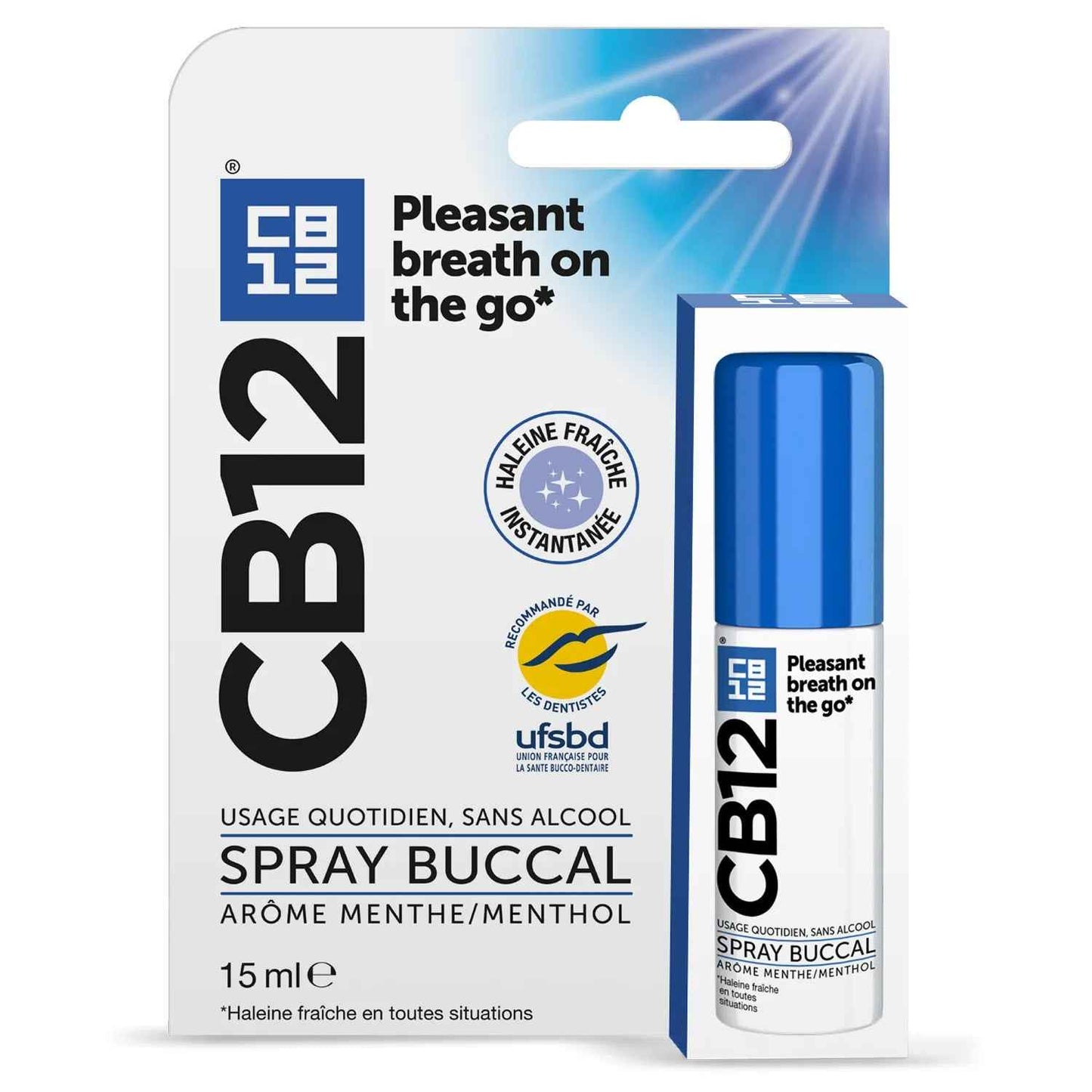 CB12 Spray Buccal Sans Alcool Menthe Fraîcheur Instantanée 15ml