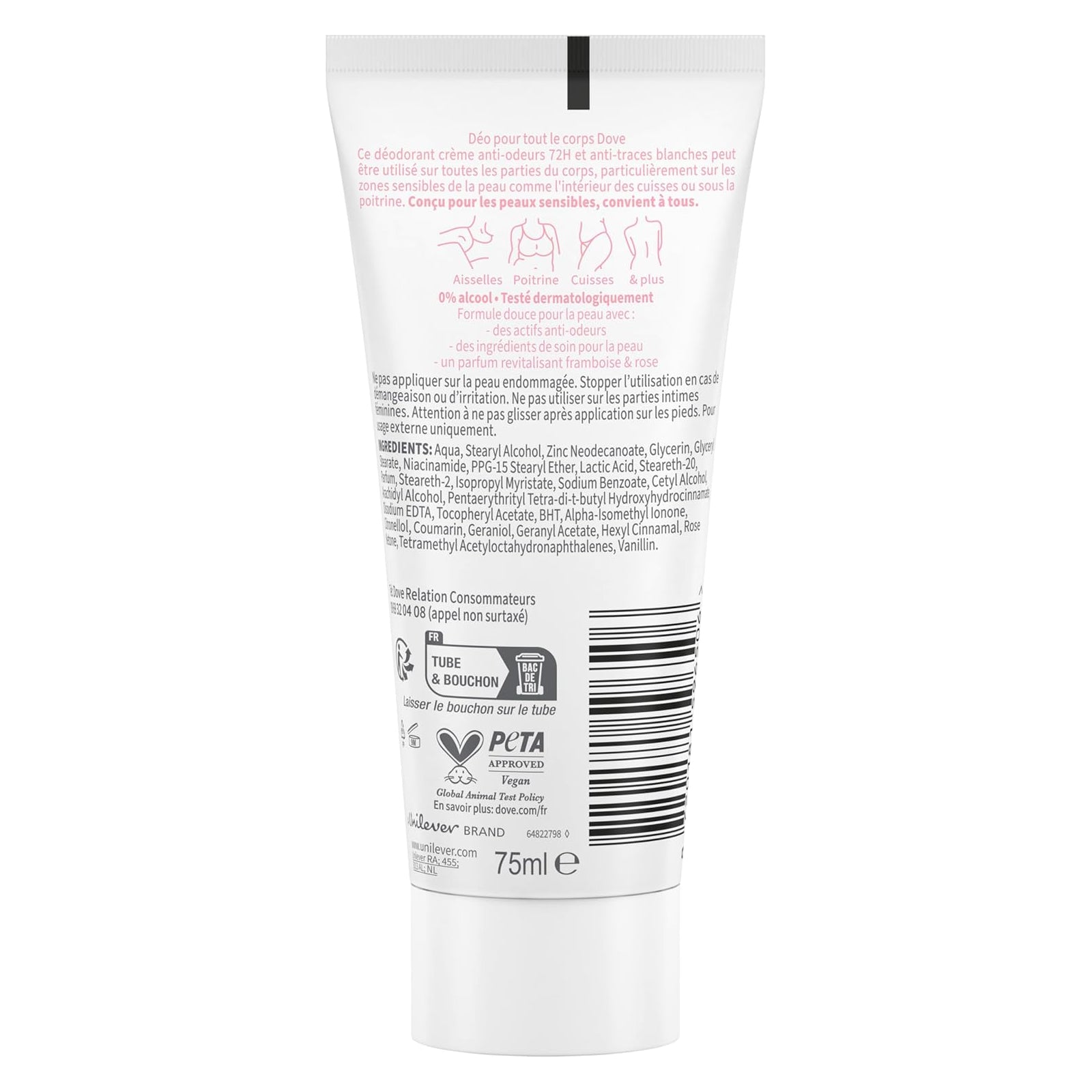 Dove Déodorant Crème Framboise & Rose Pour tout le Corps