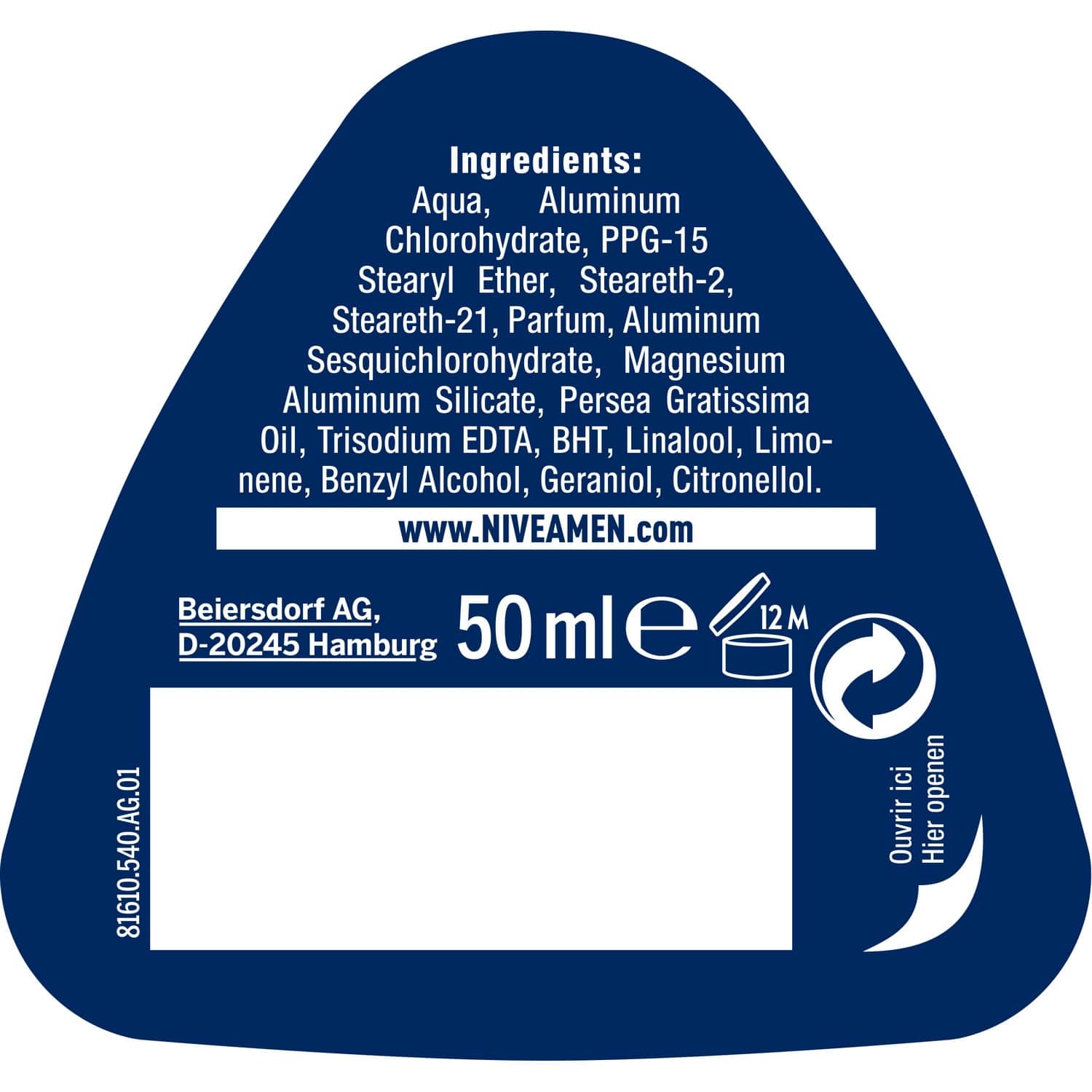 Nivea Men Déodorant Bille Dry Impact Double Protection 48H