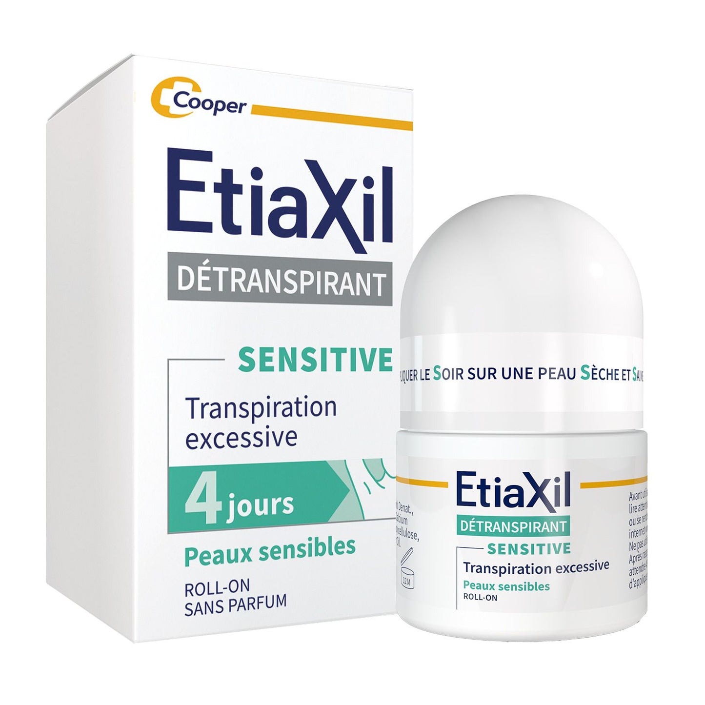 ETIAXIL – Déodorant Détranspirant Sensitive Traitement Transpiration Excessive Peaux Sensibles Roll-On