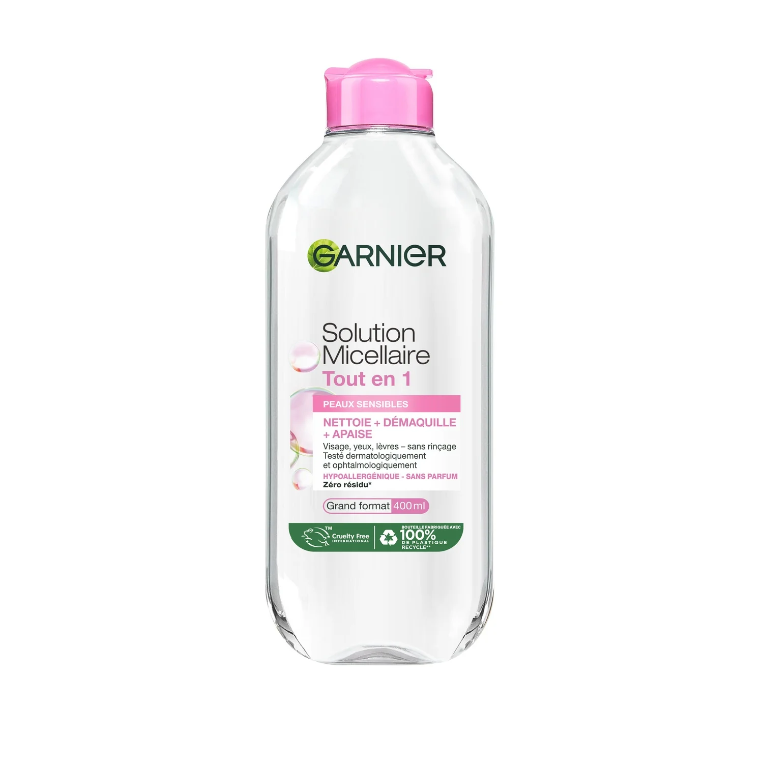 Garnier Skin Active Solution Micellaire Tout-en-1 Peaux Sensibles 400ml - Nettoyant Démaquillant Apaisant | BintaBeauty
