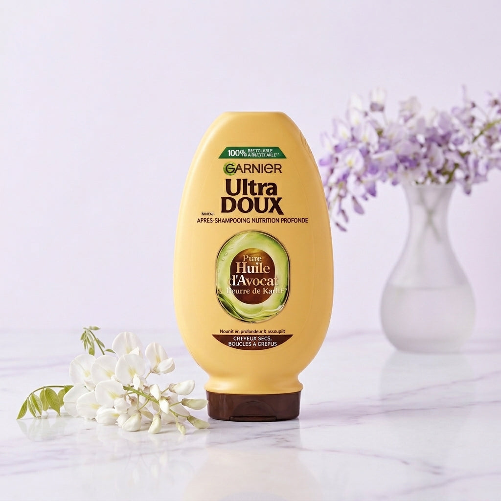 Garnier Ultra Doux – Après-Shampooing Nourrissant à l'Huile d'Avocat et au Beurre de Karité