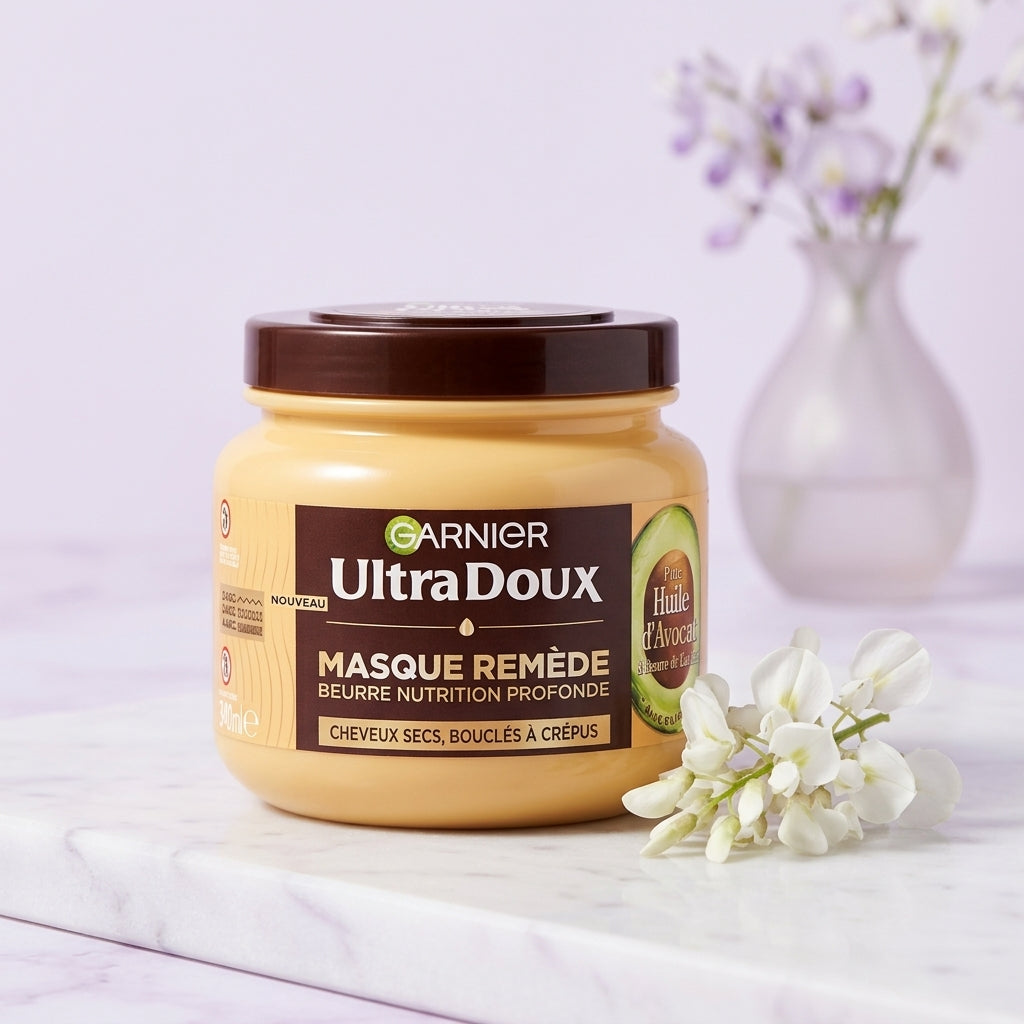 Garnier Ultra Doux Masque Remède Avocat & Karité 340ml - Nutrition Intense Cheveux Secs & Bouclés | BintaBeauty