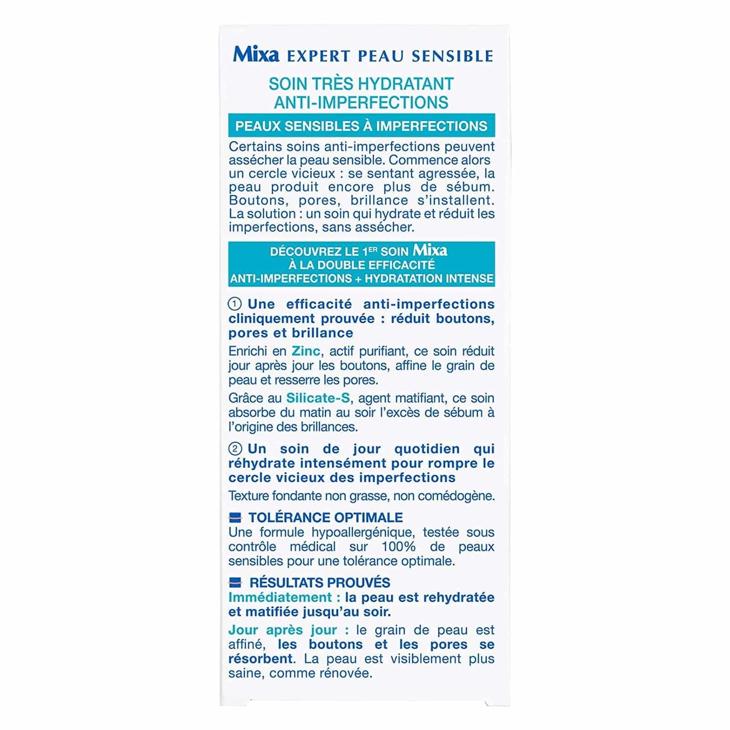Mixa Soin Très Hydratant Anti-imperfections 2 en 1