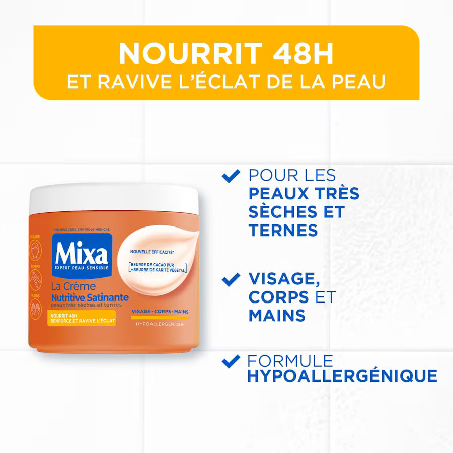 Mixa La Crème Pot Nutritive Satinante 400ml - BintaBeauty Senegal