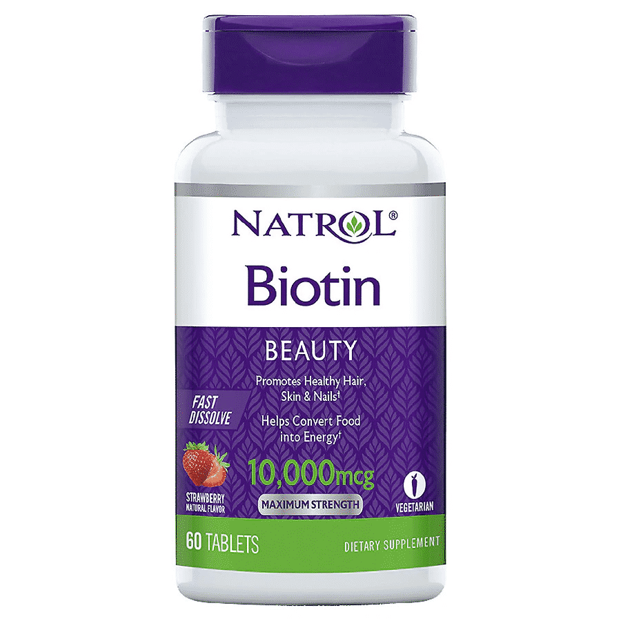 Natrol Biotin 10,000 mcg Tablets - Goût Fraise