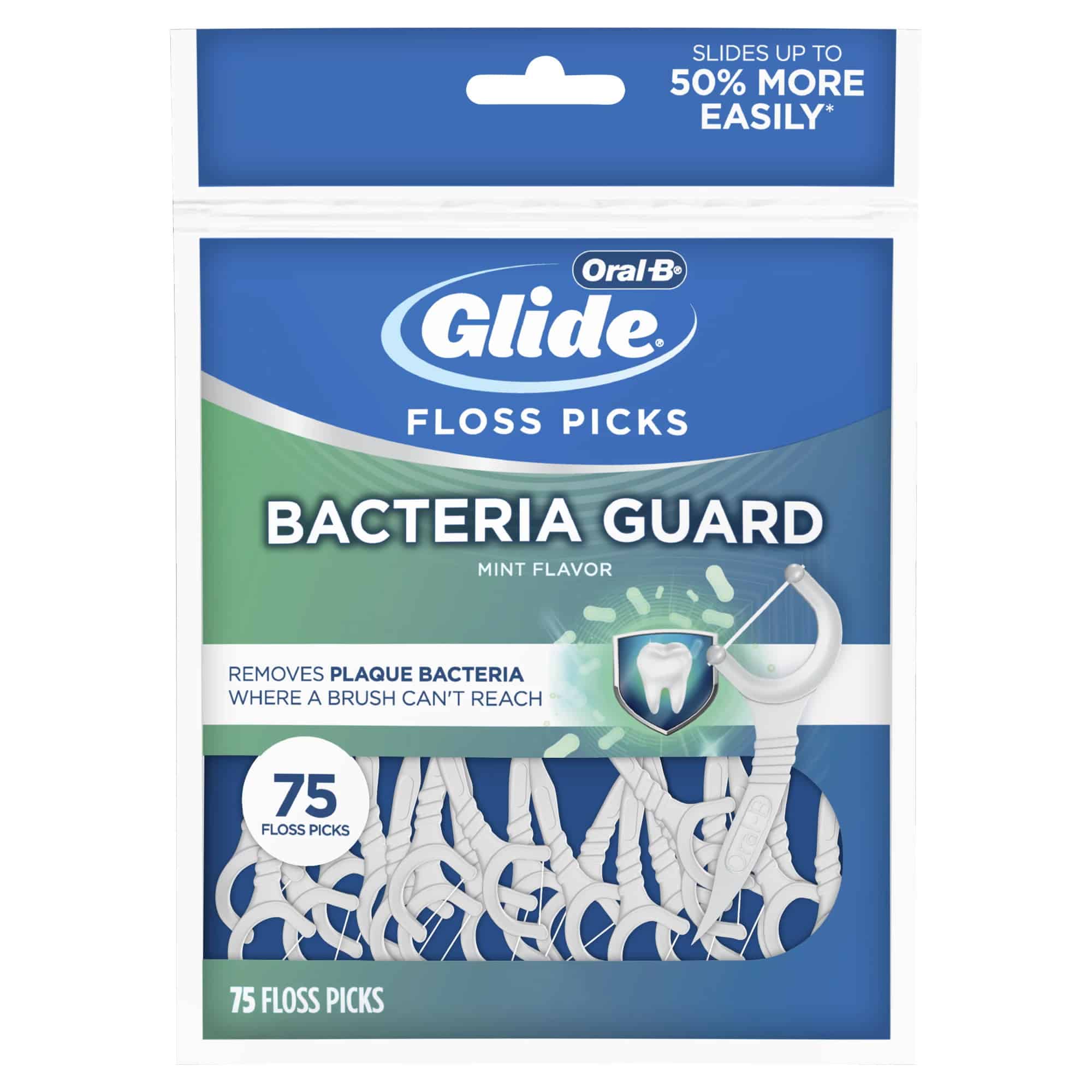 Oral-B Glide Bacteria Guard Dental Floss Picks - fil dentaire 75pcs
