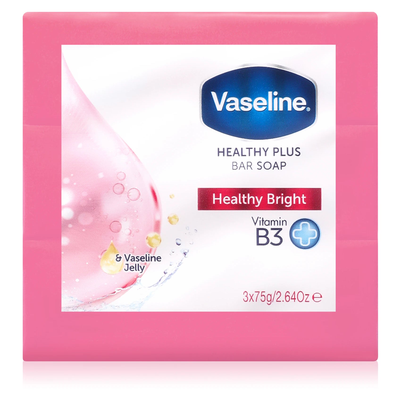 Vaseline Healthy Bright Bar Soap – Savon Solide Vitamine B3 Pack de 3 x 75 g
