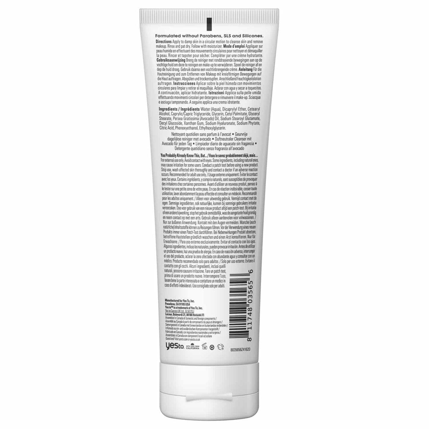 Yes To Avocado Fragrance-free Daily Cream Cleanser - Gel Nettoyant