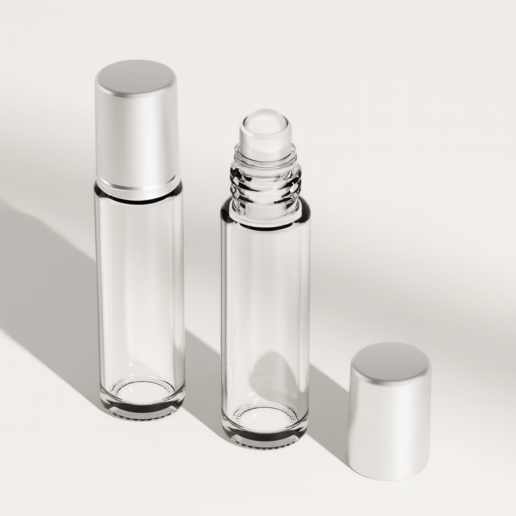 Flacon Roll-On Transparent en Verre 10ml Vide – Huile Parfumée | BintaBeauty | BintaBeauty