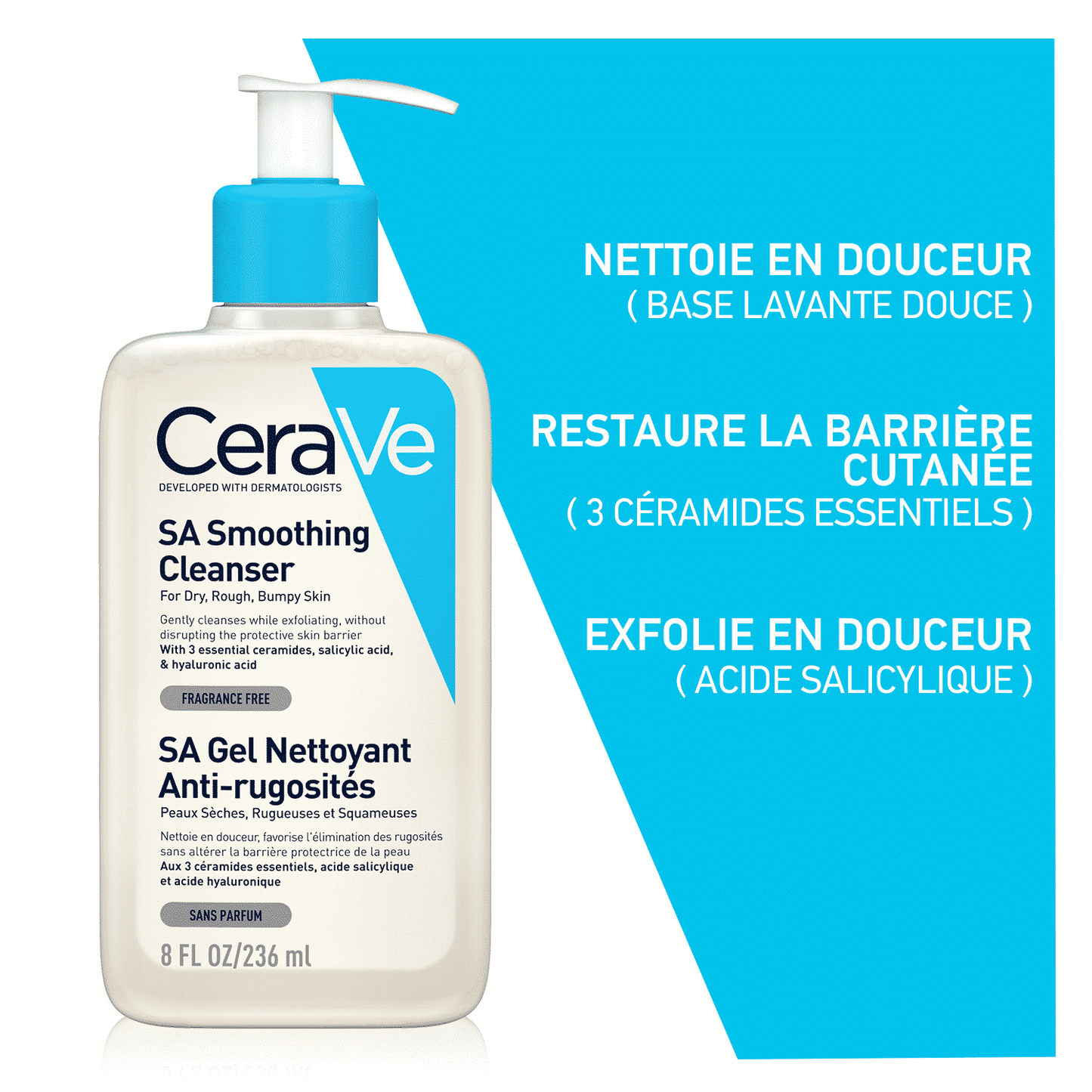 CeraVe Gel Nettoyant SA Anti-Rugosités – Peaux Sèches