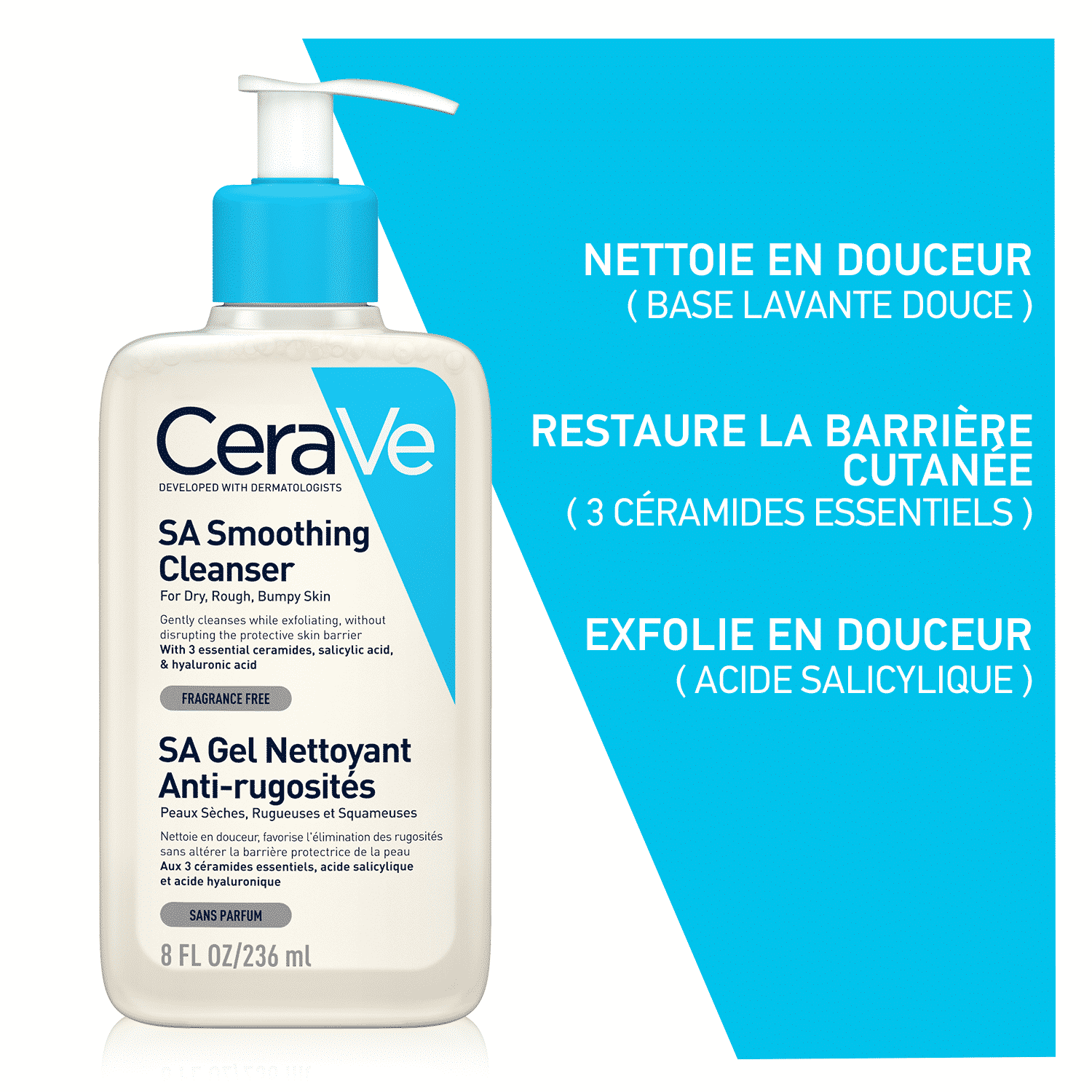 CeraVe Gel Nettoyant SA Anti-Rugosités – Peaux Sèches