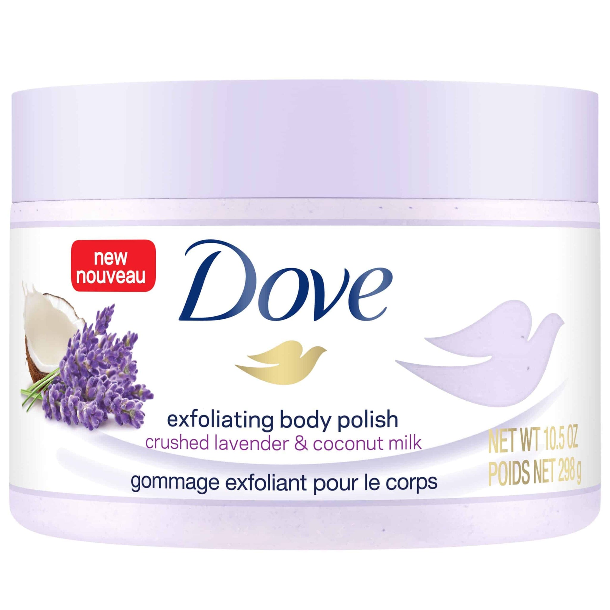 Dove Gommage exfoliant Corps Lavande et Lait de Coco