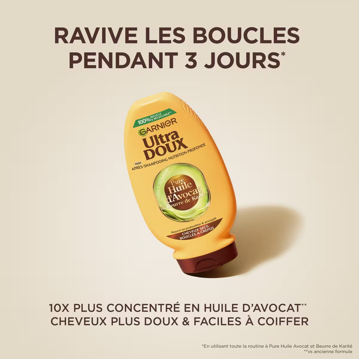 Garnier Ultra Doux – Après-Shampooing Nourrissant à l'Huile d'Avocat et au Beurre de Karité