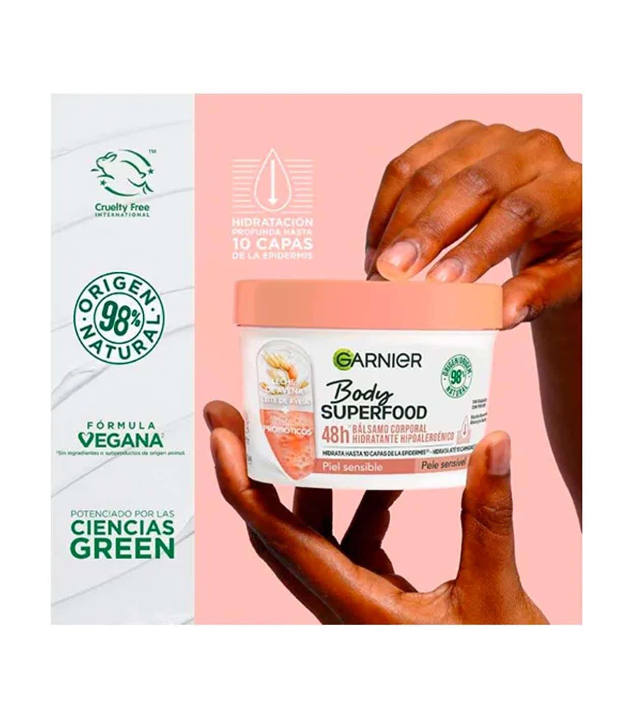 GARNIER Body Superfood Baume hydratant [Lait d'avoine + Fractions de probiotiques]