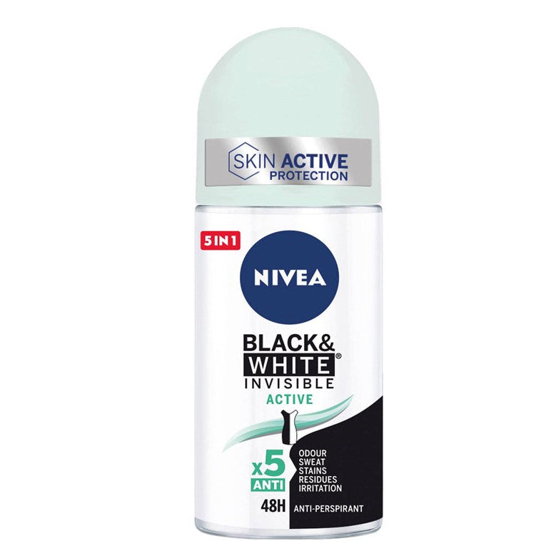 Nivea Black & White Invisible Active Deodorant Roll On | Binta Beauty