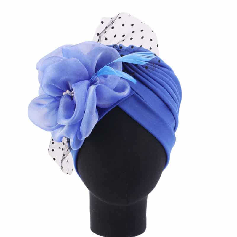 Bonnet Chapeau Organza perlé orné de plume