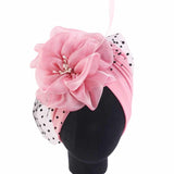Bonnet Chapeau Organza perlé orné de plume