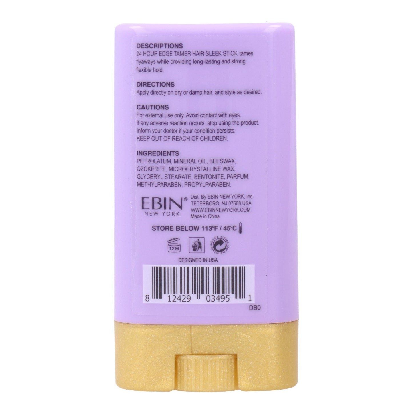 Ebin New York 24 Hour Edge Tamer Sleek Hair Wax Stick Strawberry 15g