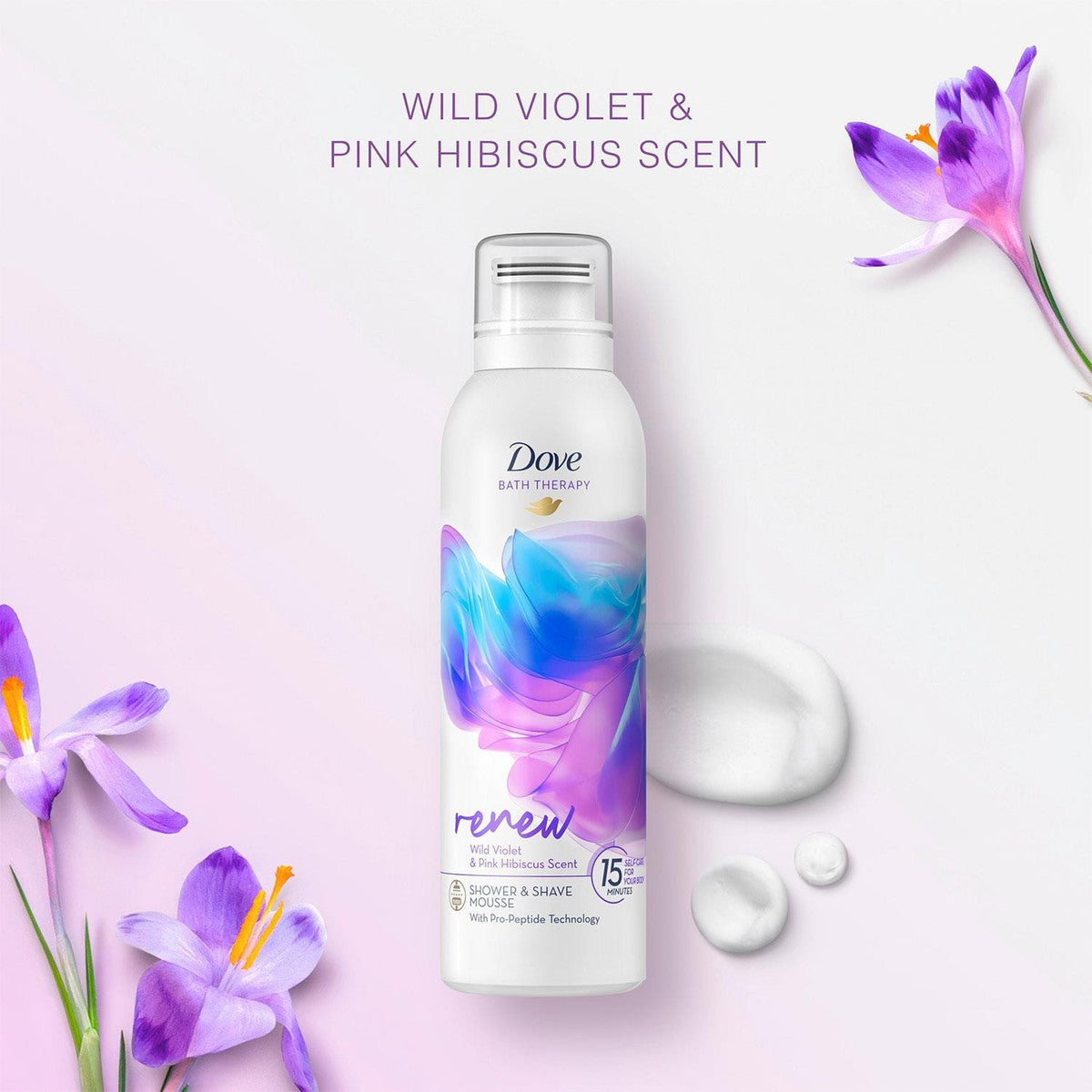 Dove Bath Therapy Renew Mousse Douche & Rasage 200ml - Violette Sauvage & Hibiscus Rose | BintaBeauty
