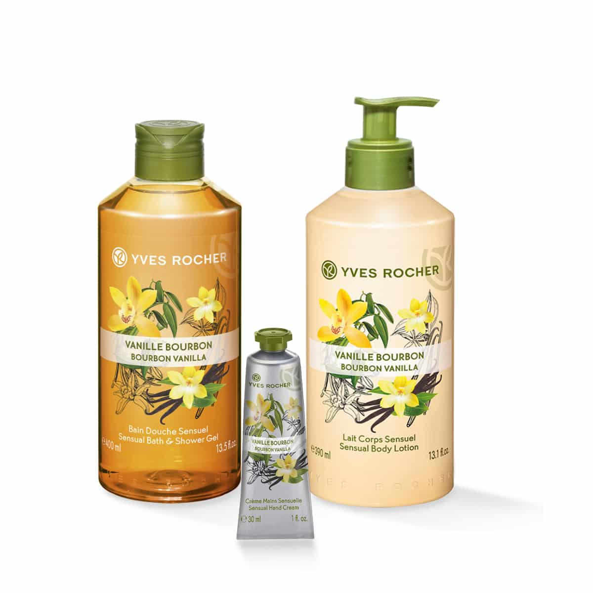 Yves Rocher Vanille Bourbon - Bain Douche + Lait de corps + crème main