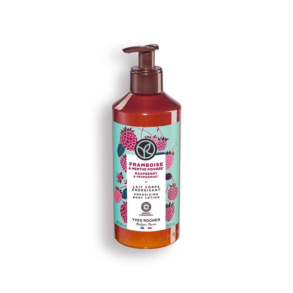 Yves Rocher Lait Corps Framboise & Menthe Poivrée 390ml - Hydratation Énergisante Longue Durée | BintaBeauty