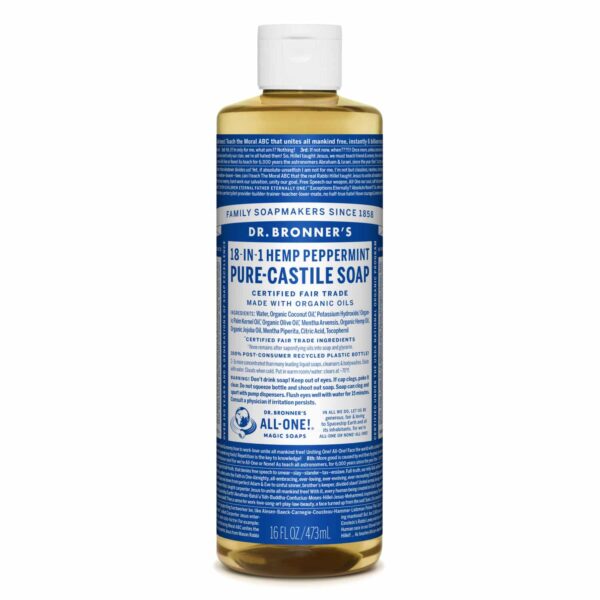 Dr. Bronner's Peppermint Castile Soap - 18 en 1 - 473ml