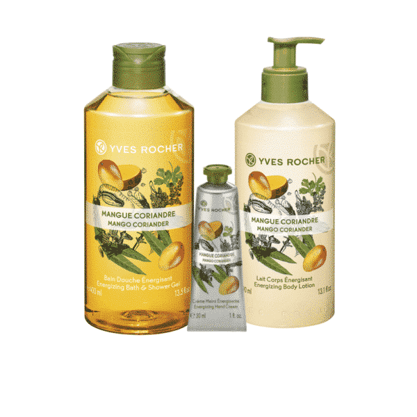 Yves Rocher Gamme Mangue & Coriandre - Bain Douche + Lait de corps + crème main