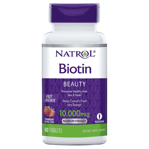 Natrol Biotin 10,000 mcg Tablets - Goût Fraise