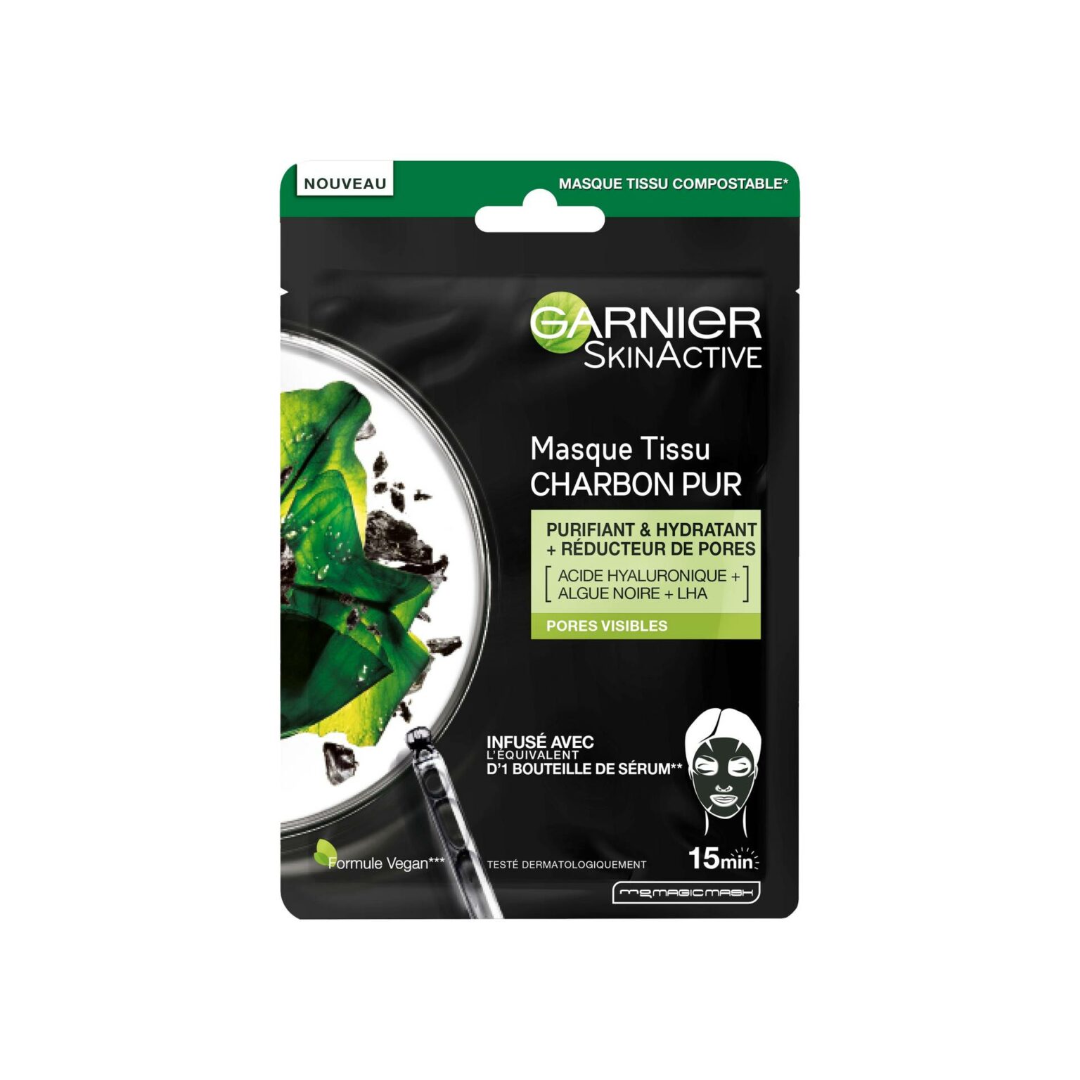 Garnier SkinActive Masque Tissu Au Charbon Pur Purifiant & Hydratant – Image 1