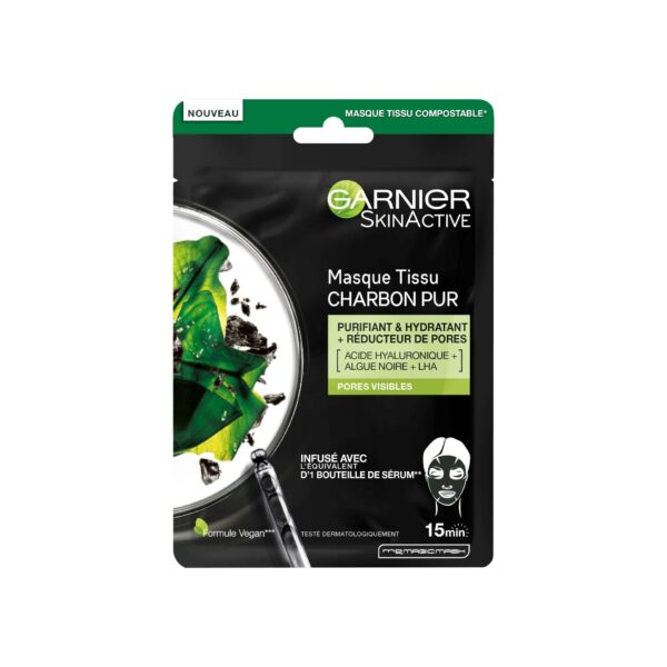 Garnier SkinActive Masque Tissu Au Charbon Pur Purifiant & Hydratant