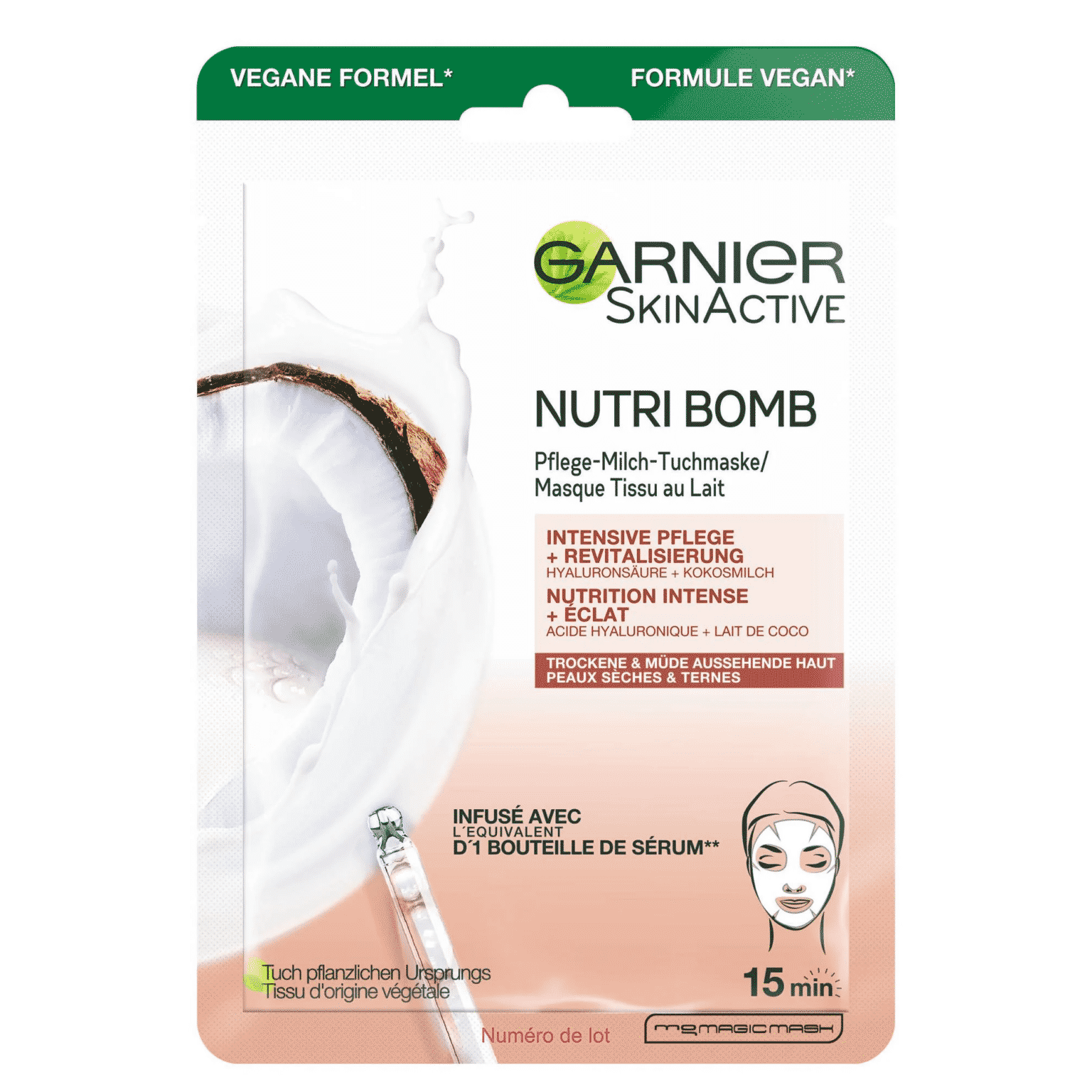 Garnier SkinActive Masque Tissu Au Lait De Coco Nutrition & Éclat – Image 1