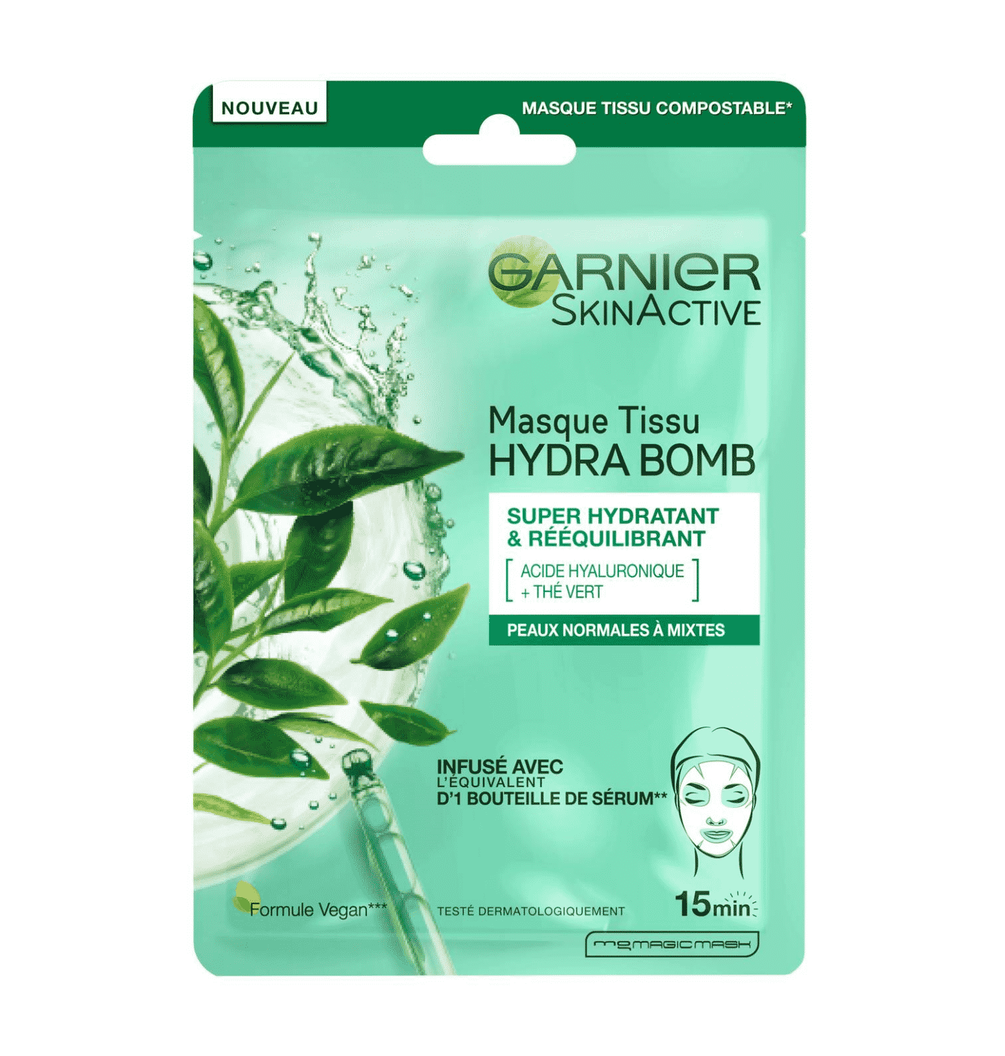 Garnier SkinActive Masque Tissu Thé Vert Hydratant & Rééquilibrant – Image 1