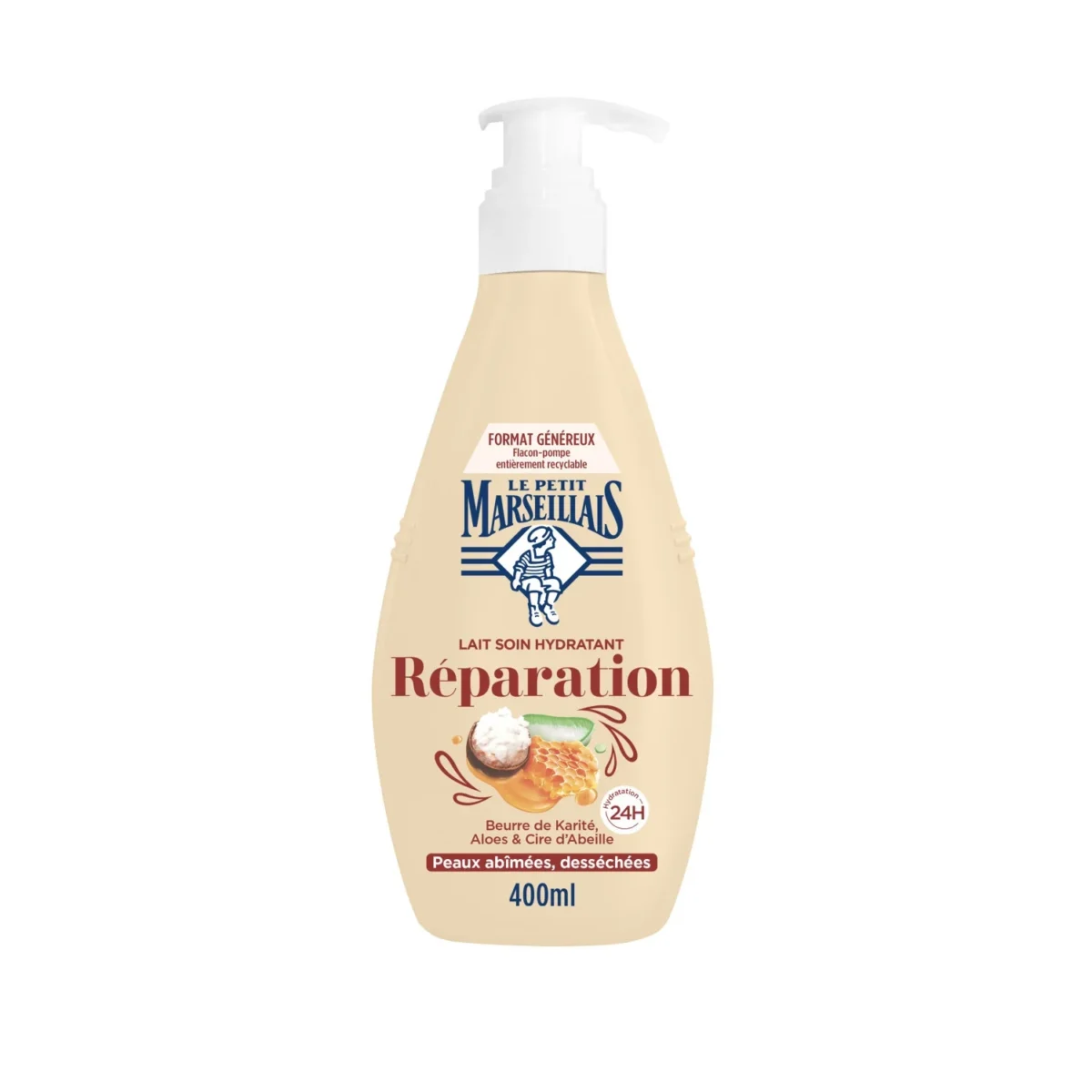 Le Petit Marseillais Lait Soin Hydratant Réparation - Karité, Aloés, Cire D'abeille – Image 1