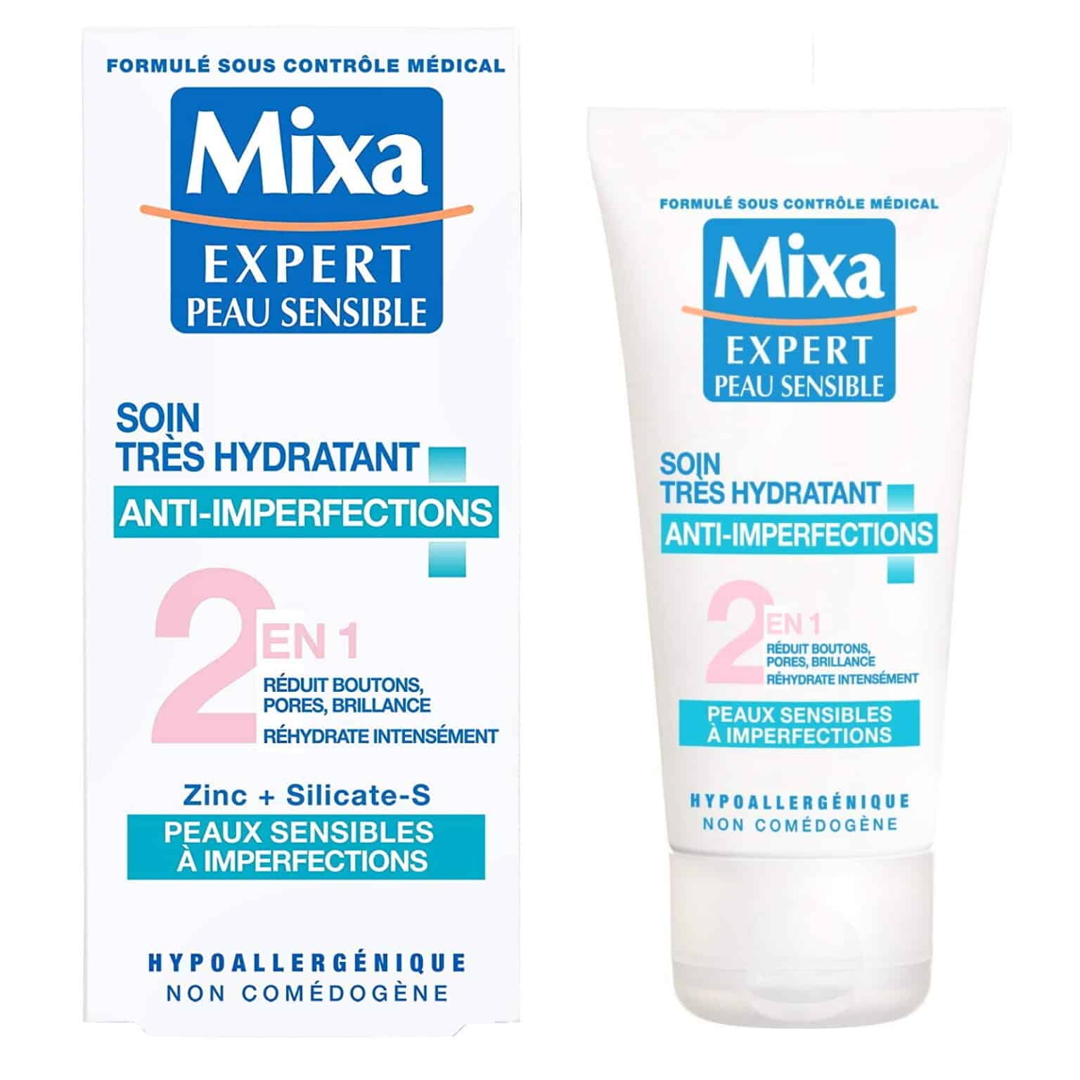 Mixa Soin Très Hydratant Anti-imperfections 2 en 1 – Image 1