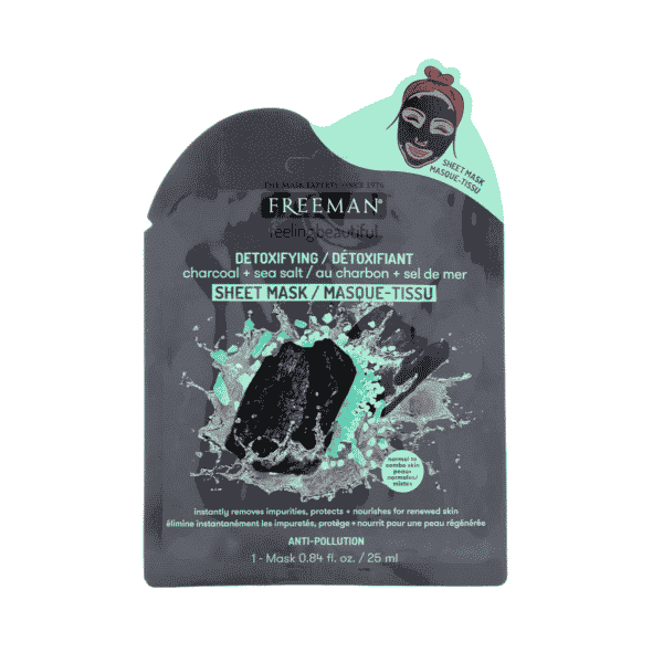 Freeman Masque Tissu Détoxifiant au charbon + sel de mer