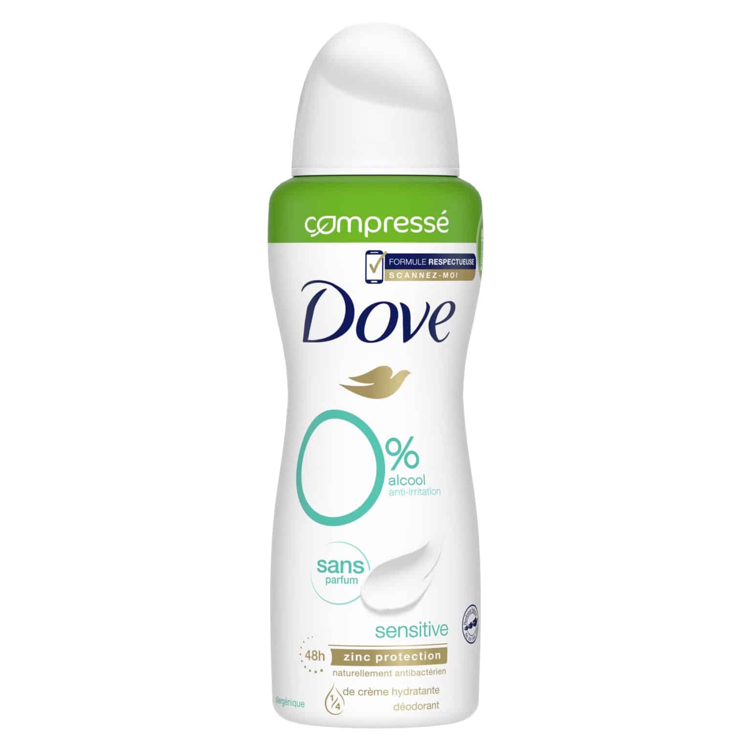 DOVE Déodorant 0% anti-transpirant Compressé - Sensitive – Image 1
