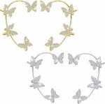 BintaBeauty Boucles d'oreilles Papillon & Fleur en zircon