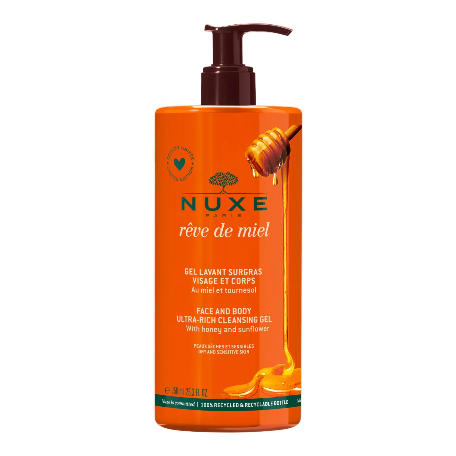 Nuxe Rêve de Miel Gel lavant surgras visage et corps - 750ml – Image 1