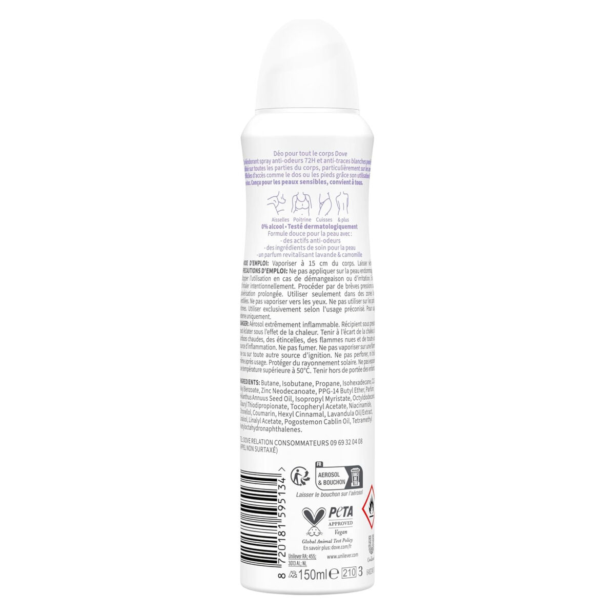Dove Déodorant Spray 72h Lavande & Camomille 150ml – Image 5