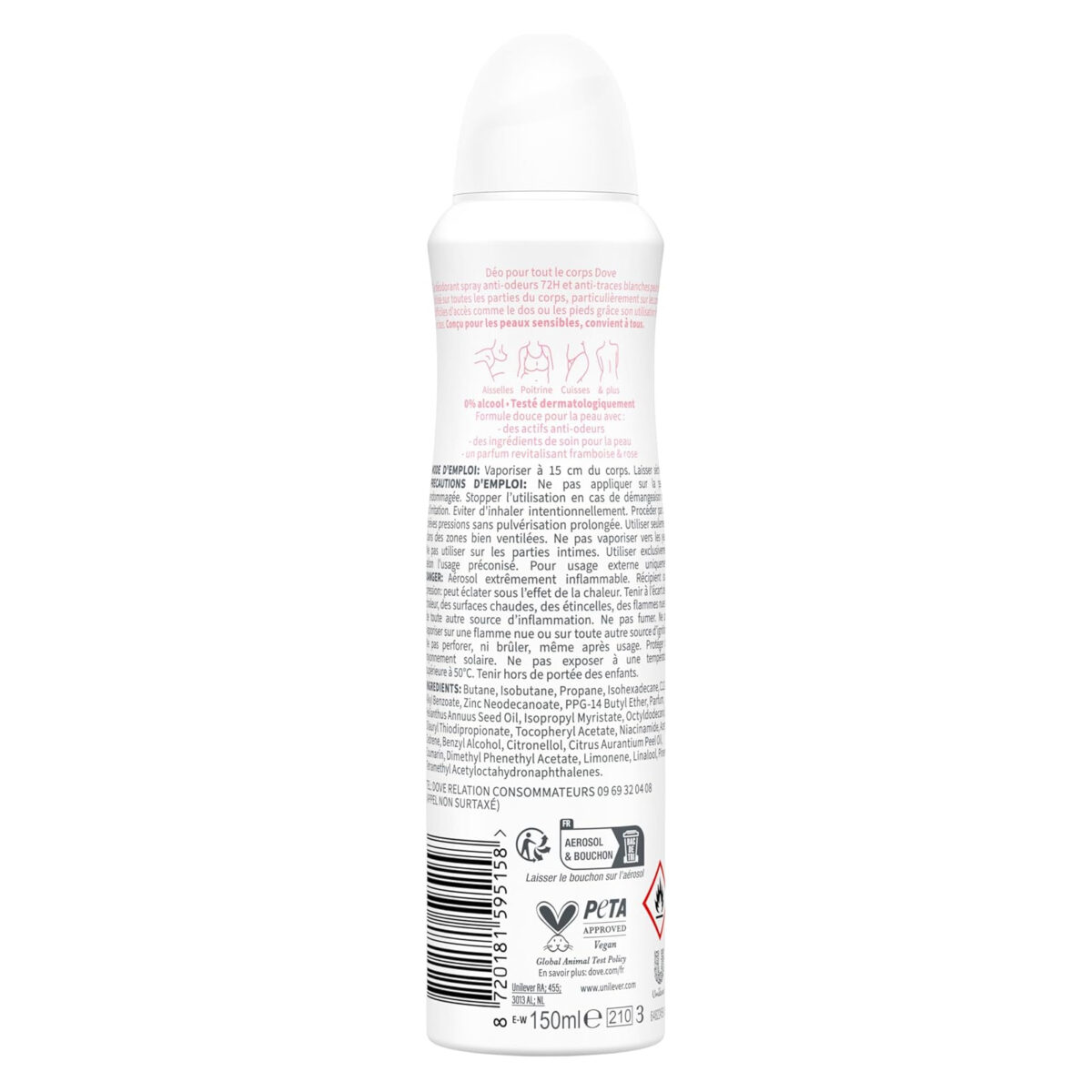 Dove Déodorant Spray Corps Framboise Rose Protection 72h – Image 7
