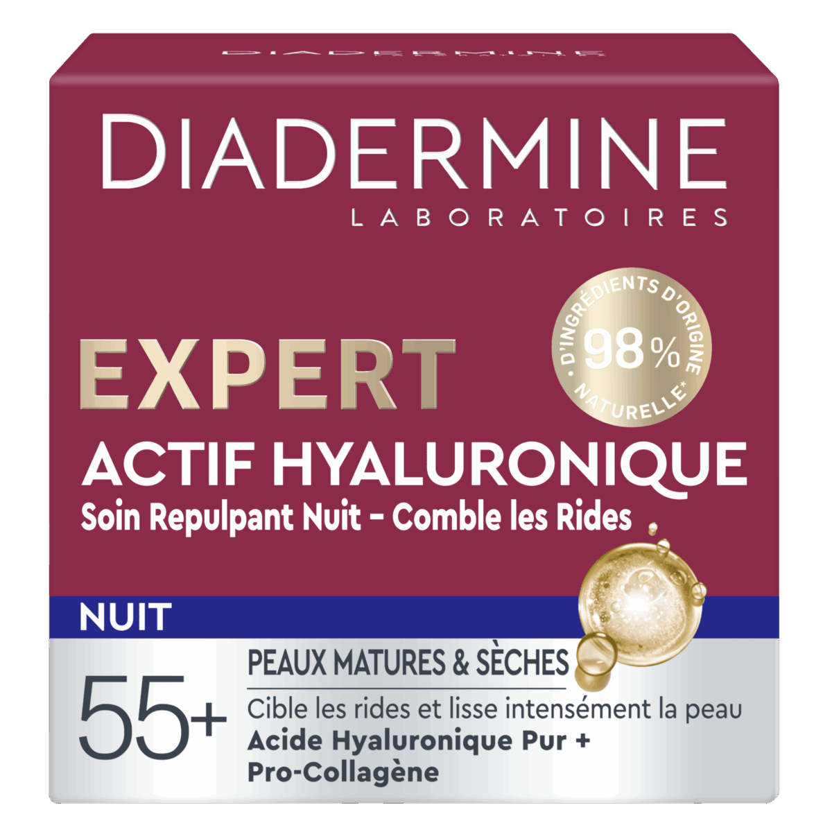 Diadermine Expert Actif Hyaluronique Soin Repulpant Nuit 55+ – Image 1